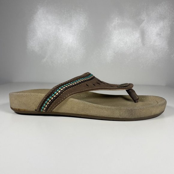 Margaritaville Women Sandals Flip Flops Diamond Cove Suede Brown Sz 6 - Picture 5 of 15